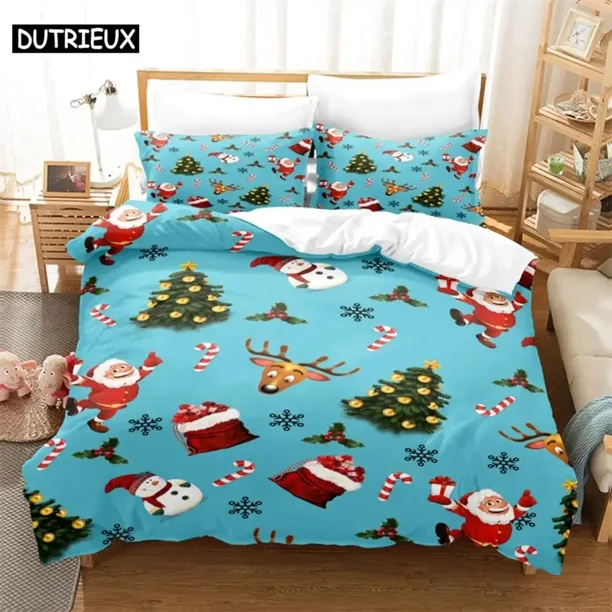 Cartoon Santa Claus Bedding Set Duvet Cover Set 3d Bedding Digital Printing Bed Linen Bedding Set Fashion Design Bed Sheets
