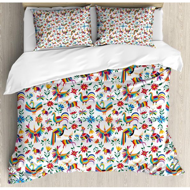 Indie Duvet Cover Set Group of Funky Monsters Society Different Expressions Abstract Groovy Doodle Style Decorative 3 Piece Bedding Set