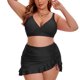 thumbnail image 1 of Agnes Orinda Bikini de Dos Piezas para Mujer de Talla Grande Retro Gingham con Nudo Alto Cintura Push Up Shirring Playa Verano Traje de Baño L Negro, 1 of 9