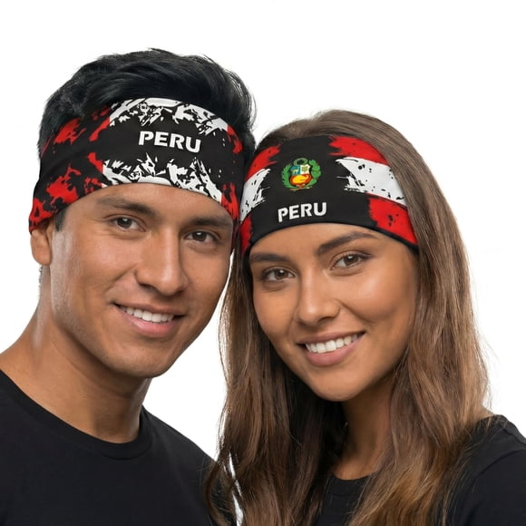 Vincha deportiva reversible 2 en 1 Fox & Fury con bandera de Perú