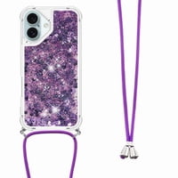 Funda Foxdock Para Iphone 16 Plus Con Cuerda Ajustable, Brillo Líquido, Protección Antigolpes Y Lente – Ideal Para Regalo
