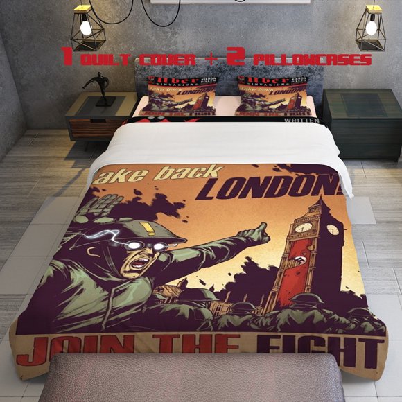 3pcs Uber Invasion Theme Bedding Set Duvet Cover and Pillowcases