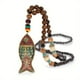 thumbnail image 1 of Women's Vintage Nepal Ethnic Fish Pendant Necklace - Long Handmade Beaded Design, 1 of 4
