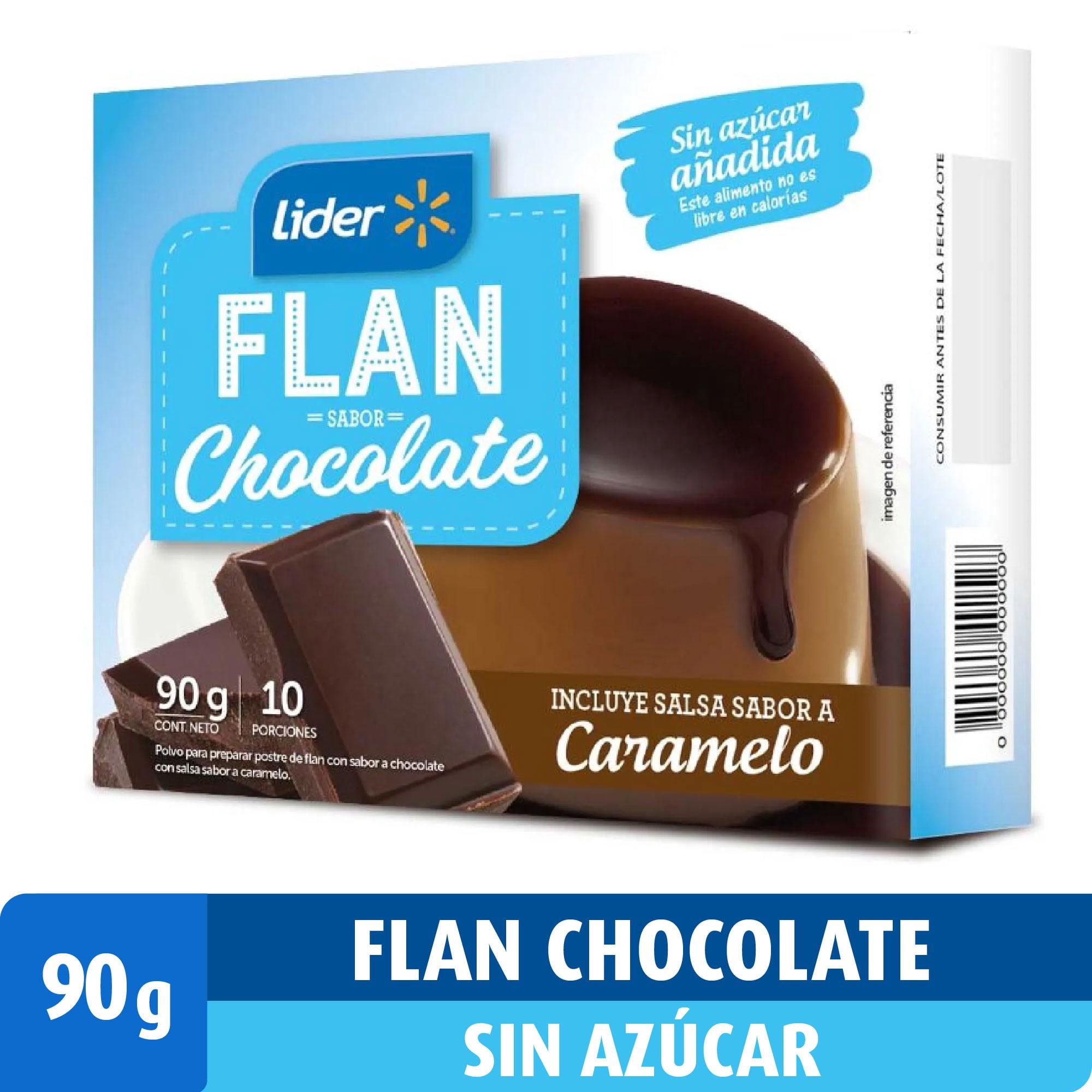 Flan Sabor Chocolate Sin Azúcar Añadida 90 g Lider