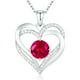 thumbnail image 1 of Collar  Love Pendant Doble Corazón con Zirconia y Piedra de Nacimiento Plata, 1 of 3