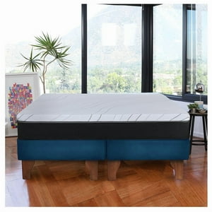 Latam Home - Cama Europea Zen Pro Colchon Resortes 2 Plazas Base Dividida Tela Azul Petroleo