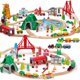thumbnail image 1 of Juego de trenes de madera SainSmart Jr. 112 piezas para niños pequeños, 1 of 9
