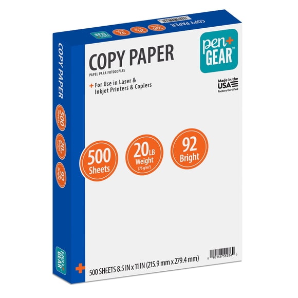 Resma Papel Copia PenGear 8.5x11 92 Brillo 20 lb 500 Hojas