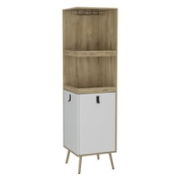 Fmfurniture - Bar Esquinero 6 Botelleros Y 2 Puertas Fm-012C Café Claro Y Blanco