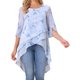 thumbnail image 1 of INSPIRE CHIC Blusa de Chifón para Mujer con Mangas Divididas 3/4 y Dobladillo Asimétrico Túnica Azul S, 1 of 6