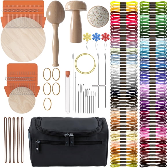 Kit de Telar de Remiendo READAEER 14/28 Ganchos + 100 Colores