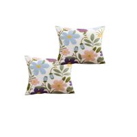 Genérico - Pack De 2 Fundas De Cojin Bordadas 45X45 Blanco 03