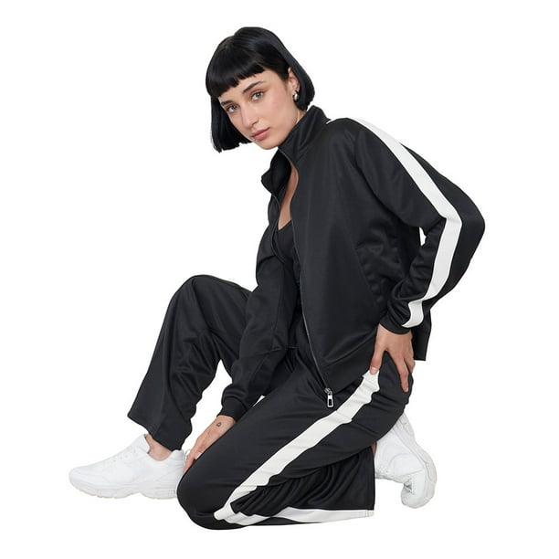 Pantalón Mujer Banda Lateral Negro Corona