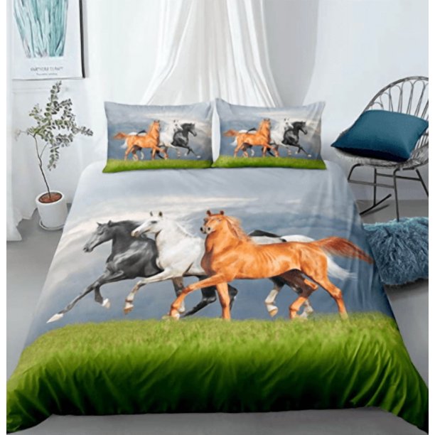 Print Horse Bedding Set Single Twin Full Queen King Size Animal Horses Bed Set Adult Kid Kawaii Duvetcover Sets 3D Bed SetBed Sheets