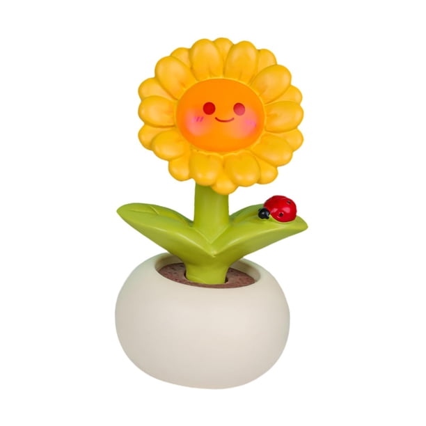 Girasol artificial en maceta, decoración de flores falsas, accesorios de fotos, decoración de la estatua de resina del interior del automóvil para la Estilo C