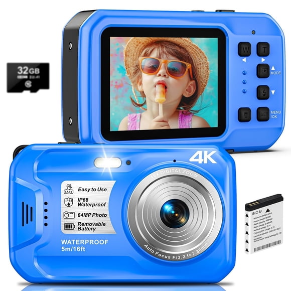 Cámara submarina Yifecial 4K 64MP 5m impermeable con tarjeta de 32GB