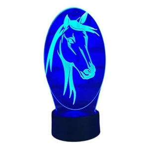 Lelumania - Lampara Ilusion 3D Caballo Cara De 7 Colores, Base Touch