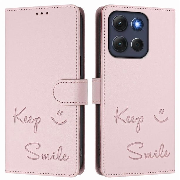 Funda Cartera para Motorola Moto G86 con Bloqueo RFID, Cierre Magnético y Ranuras Tarjetas Rosa