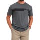 thumbnail image 1 of INSPIRE CHIC Camiseta de Hombre con Bolsillo en el Pecho, Estampado de Rayas, Cuello Redondo, Manga Corta, Talla M, Gris Oscuro, 1 of 5