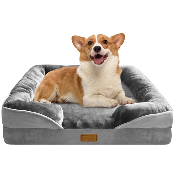 Sofá cama ortopédico para perros Spotted Play, tamaño mediano, gris