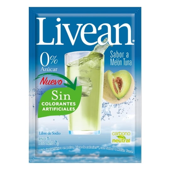 Jugo En Polvo Libre De Azúcar Sabor Melón Tuna Sobre 1 Un Livean