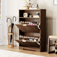 thumbnail image 2 of Shoe Cabinet Storage for Entryway Hidden Shoes Storage Cabinet with 2 Flip Drawers, Tall Free Standing Shoe Organizer Rack for Foyer, Hallway. Walnut,31.6'' L x 9.6'' W x 40'' H., 2 of 3