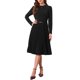 thumbnail image 2 of INSPIRE CHIC Vestidos de Trabajo Elegantes para Mujeres Cuello Redondo Manga Larga Plisado A-Line Midi con Cinturón Decorativo M Negro, 2 of 6