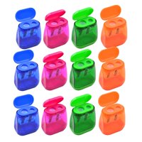 Bothyi - Sacapuntas De Doble Agujero De 12 Piezas Con Tapa Para Arte De Dibujo En El Hogar