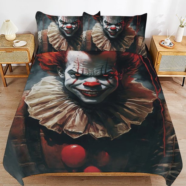 Pennywise Bedding Set Duvet Cover Comfortable and Lightweight Cartoon Bedding 3 Piece Bed Set
