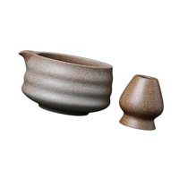 Magideal - Cuenco Y Soporte De Cerámica Para Matcha, Soporte Para Batidor De Matcha, Accesorios Para Matcha Esmaltados, Cuenco De Té Hecho A Mano Para Regalar, S Amarillo