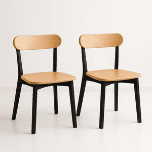 Klik Muebles - Pack De 2 Sillas Fresno De Madera - Negra