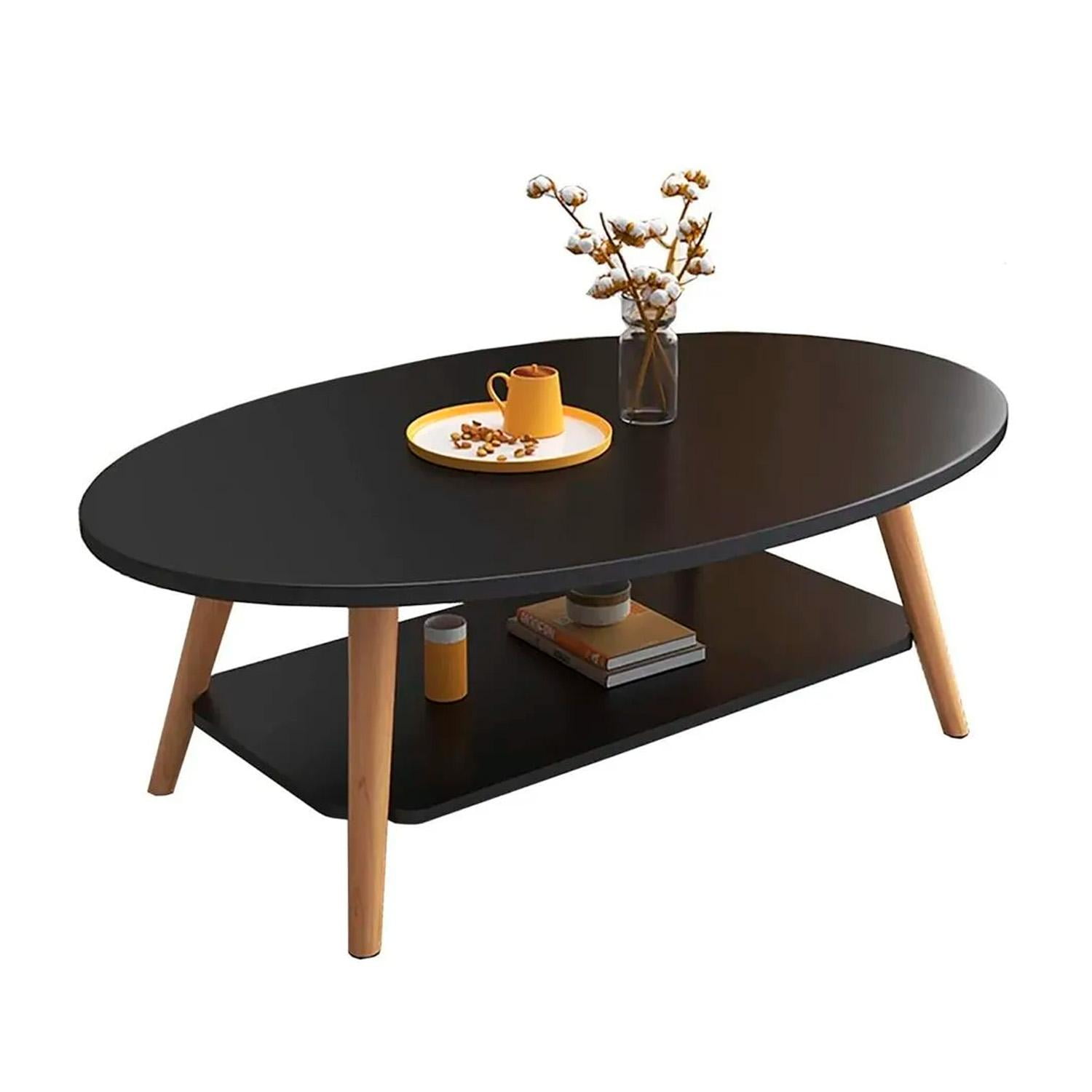 Global Latin Group - Mesa De Centro Elegante Para Sala Con Efecto Mármol Negro