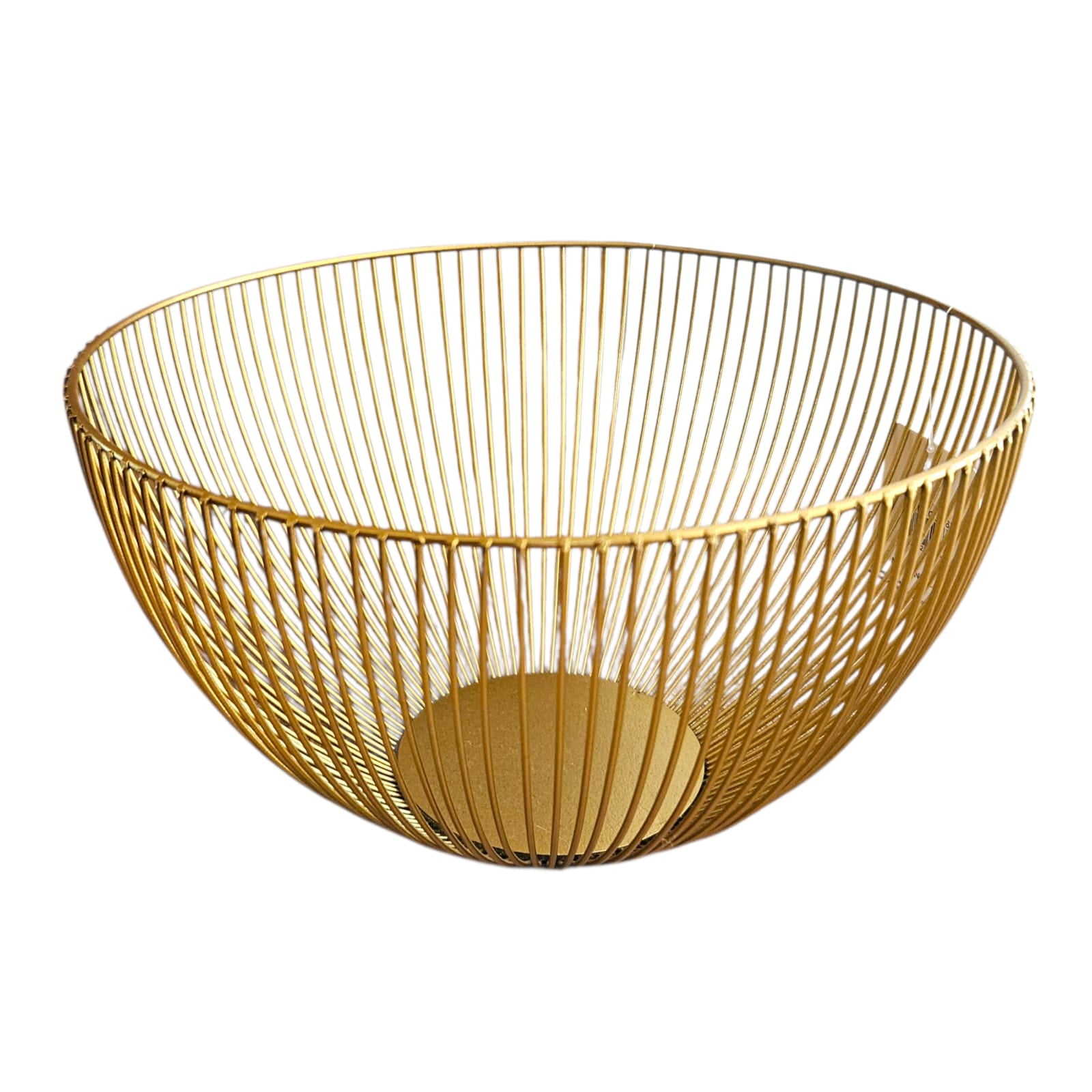 Diorama - Frutero Canasta Centro De Mesa Decorativo Redondo Dorado 25 X 14cm