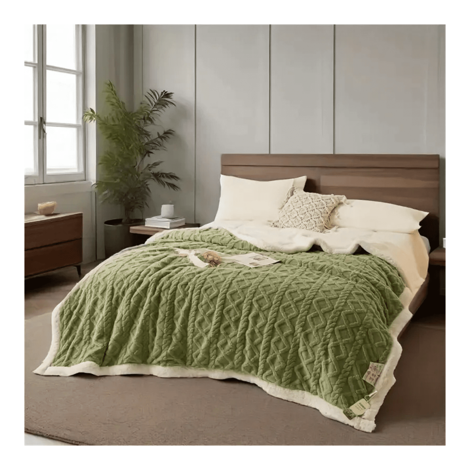 Genérico - Frazada Manta Polar Con Sherpa Térmica 2 Plazas Con Relieve Y Colores Variados