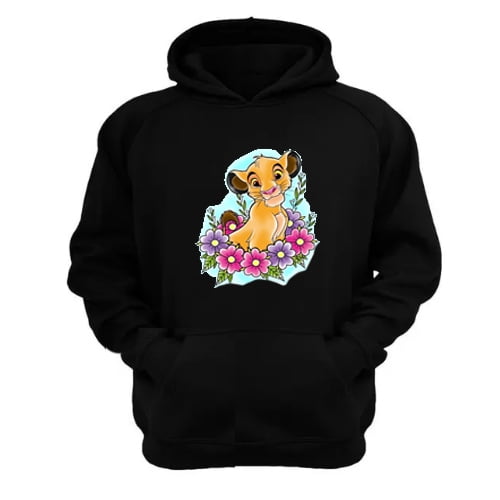 Genérico - Polerón Canguro El Rey De La Selva Negro Talla L Unisex