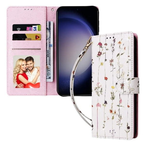 FOXDOCK Funda Tipo Cartera Floral para Samsung Galaxy S26 ,Funda con Tapa de Cuero PU, Protección Antigolpes con Ranuras para Tarjetas y Soporte