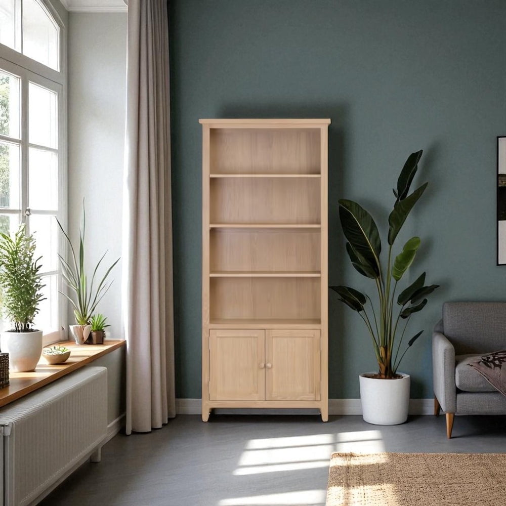 Arca Muebles - Vitrina De Madera Con Estantería 80x35x180 Color Madera Natural