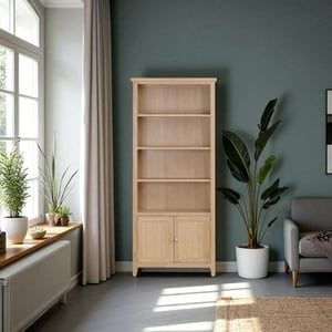 Arca Muebles - Vitrina De Madera Con Estantería 80X35X180 Color Madera Natural