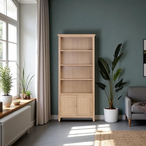 Arca Muebles - Vitrina De Madera Con Estantería 80X35X180 Color Madera Natural