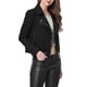 thumbnail image 4 of INSPIRE CHIC Chaqueta de motocicleta para mujer de imitación de gamuza color sólido con cremallera asimétrica 2XL Negro, 4 of 7