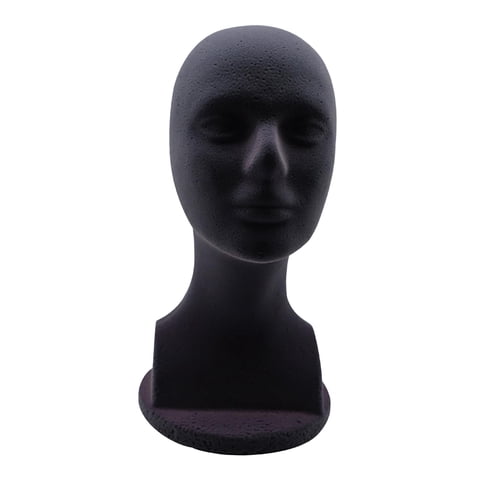 Ioensy - Cabeza De Maniquí De Espuma Para Hombre, Modelo De Sombrero, Soporte De Exhibición, Altura Práctica Negra, 32Cm