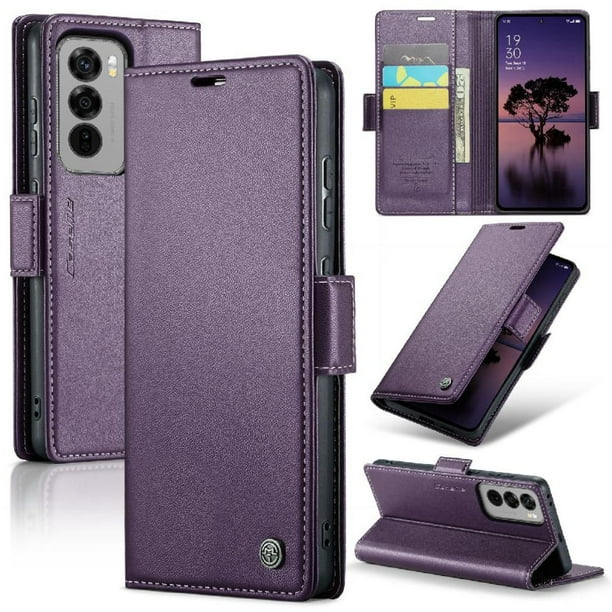 CaseMe tipo cartera OPPO Reno 12 Pro 5G con cierre magnético, RFID, tarjetero, soporte, carga inalámbrica