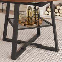 M&Ms - 47 Inch Extendable Round Dining Table For 4-8 With Storage, Walnut Finish Circle Dining Table With Metal Frame & Thickened Top, Multi-Functional Kitchen & Living Room Table