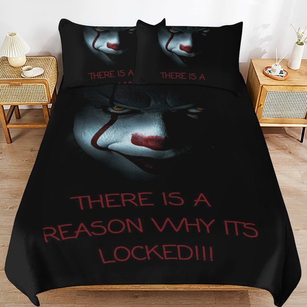 Pennywise Bedding Set Duvet Cover Comfortable and Lightweight Cartoon Bedding 3 Piece Bed Set