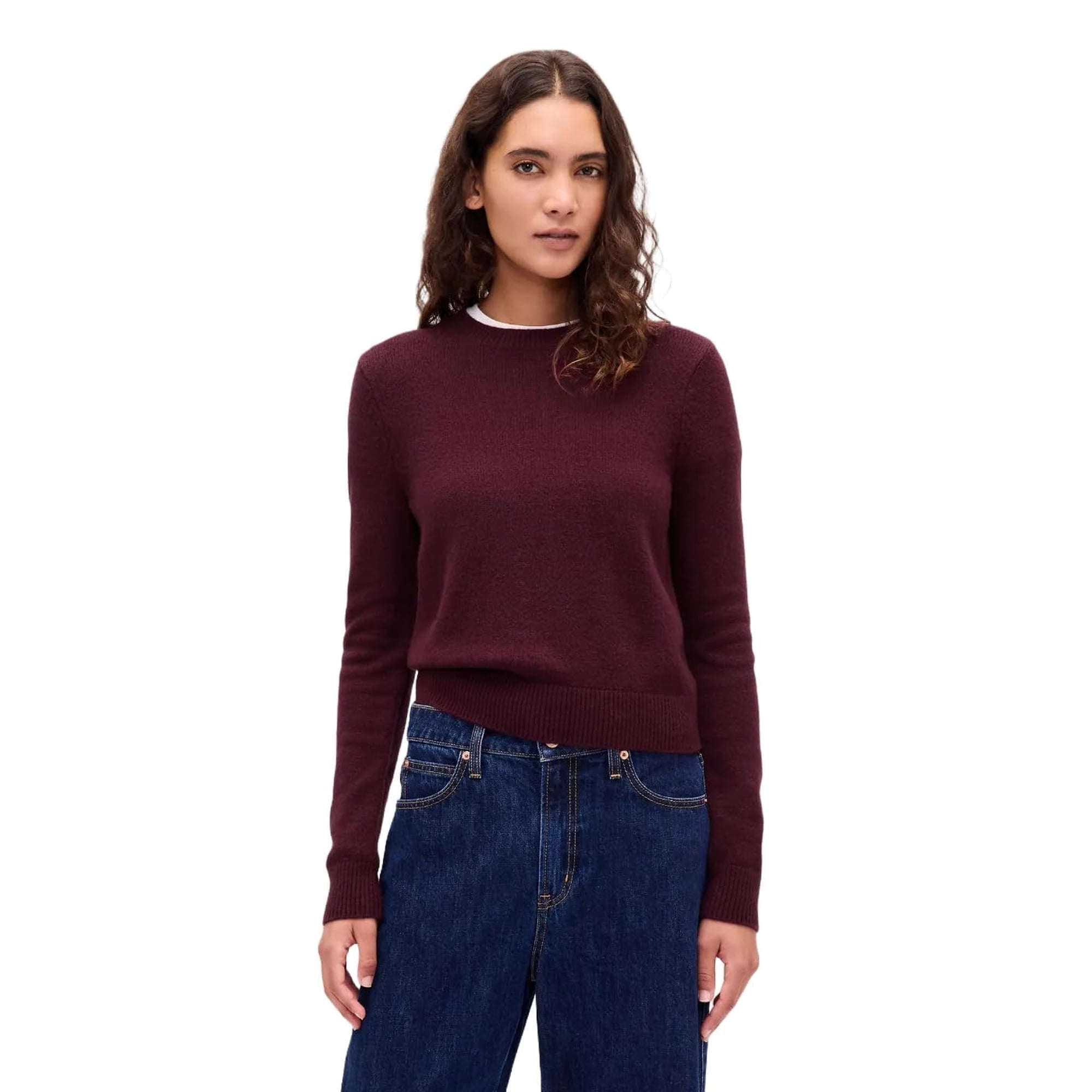 Jersey Sweater Gap Cashsoft Con Cuello Redondo Para Mujer, Color Rojo Toscano