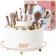 thumbnail image 1 of Soporte organizador para brochas de maquillaje, ventilador, giro 360°, blanco, 1 of 7