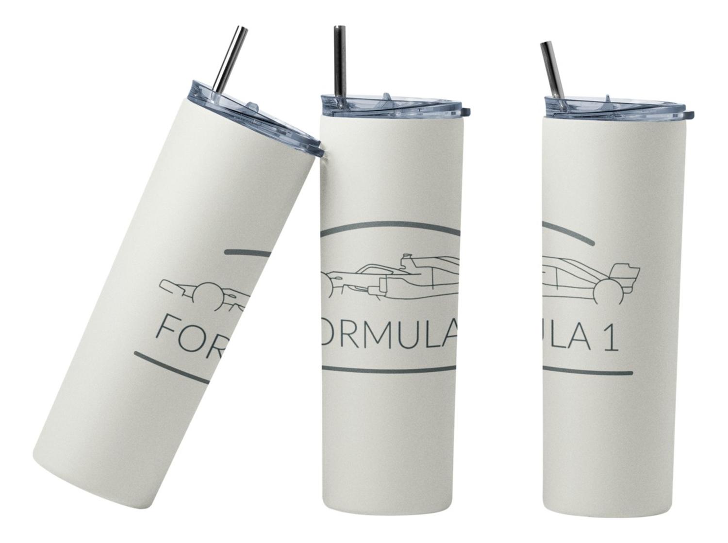 Sm - Termo Botella Térmica Carrera Formula 1 Auto Blanco