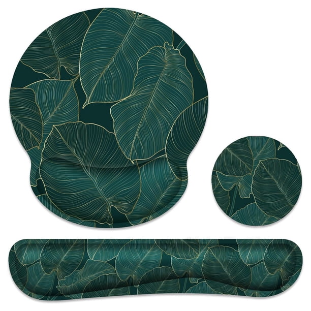 Alfombrilla de ratón + reposamuñecas para teclado + posavasos 3 en 1, bonita alfombrilla ergonómica grande para juegos con reposamuñecas, almohadilla de escritorio para ordenador, portátil y oficina.