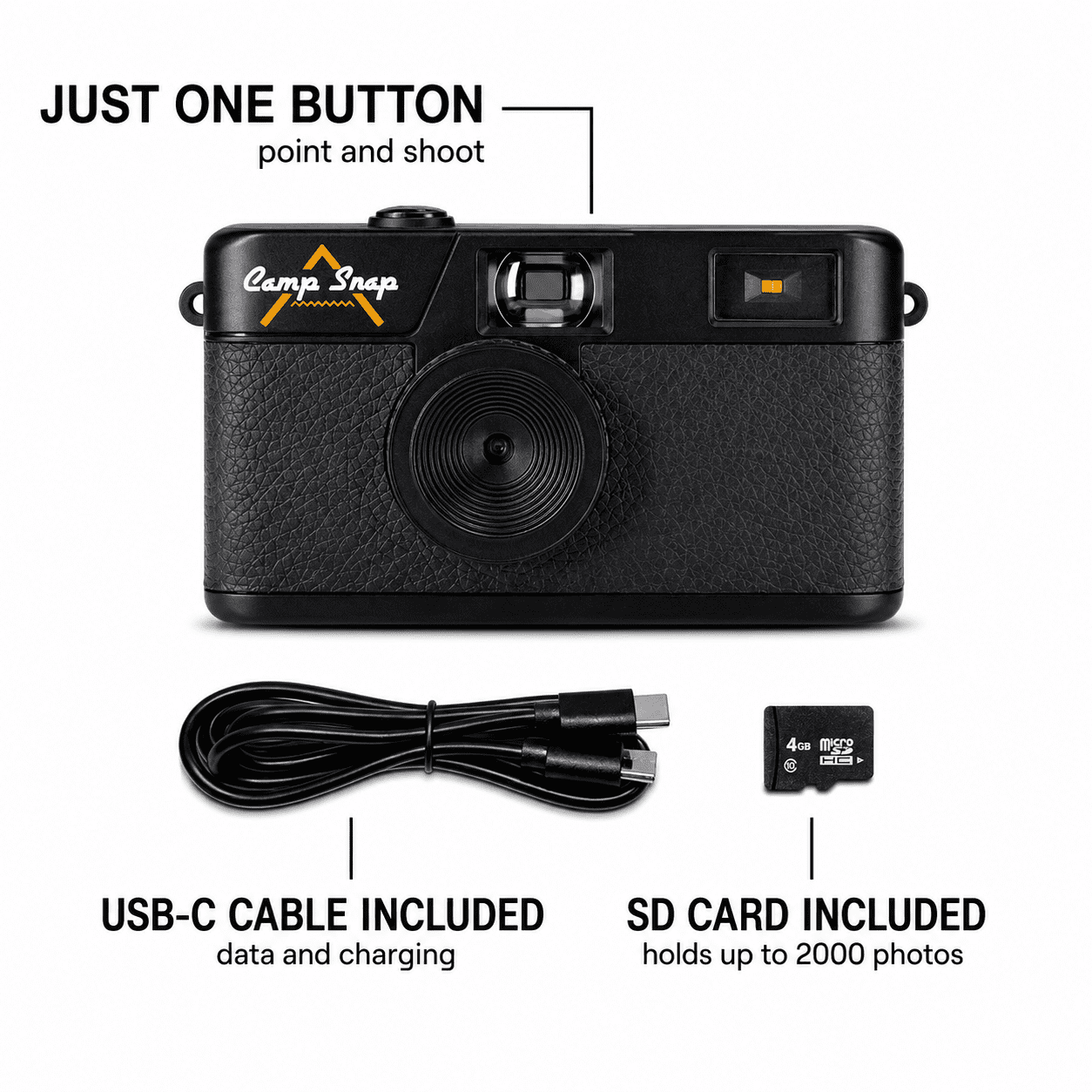 Camsnap - Cámara Campsnap 8mp | Estilo Vintage | 2000 Fotos | Recargable Usb-c | Fácil De Usar