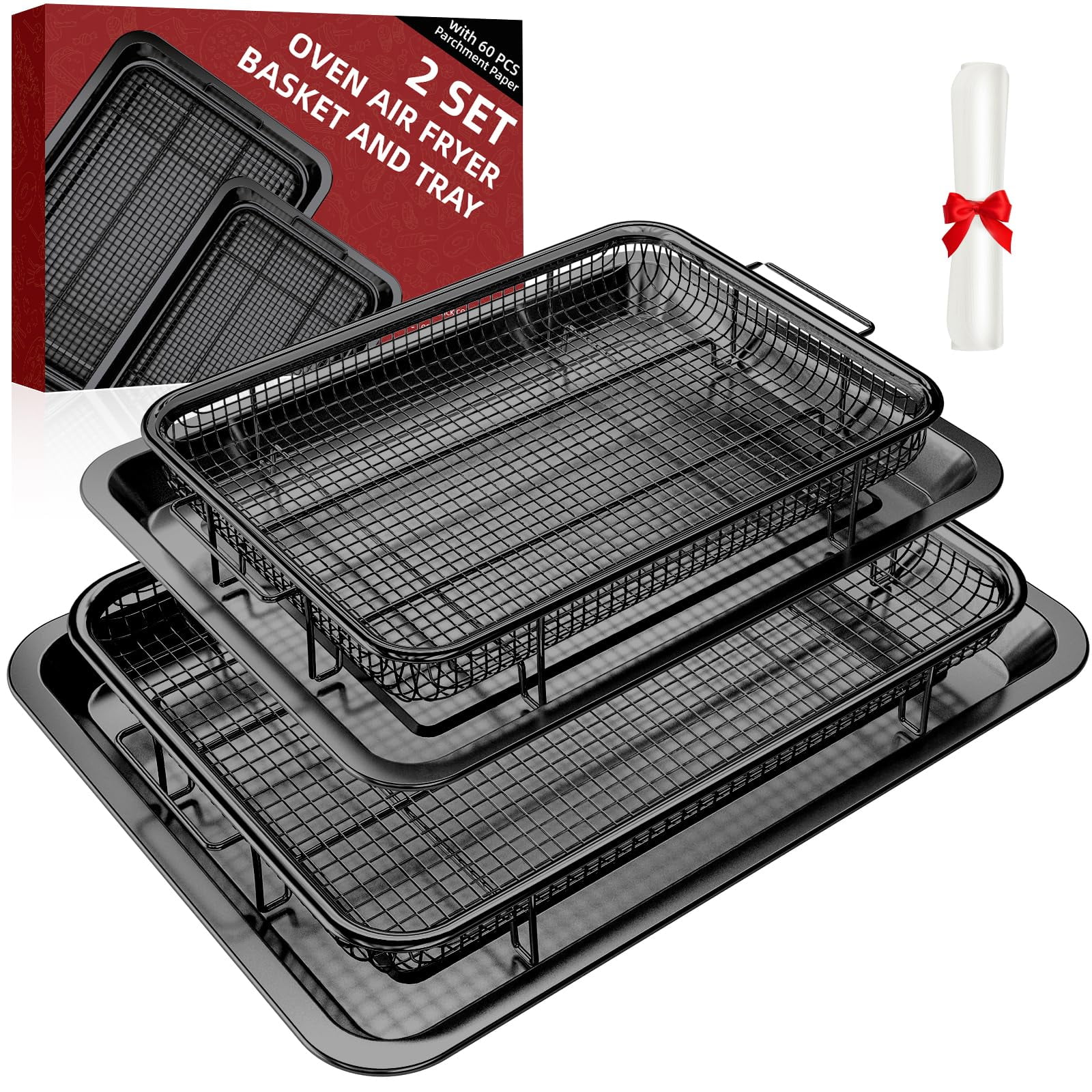 Juego De Cestas Para Freidora De Aire Degovin 15,8 × 11 Y 13 × 9,7 Con Pergamino